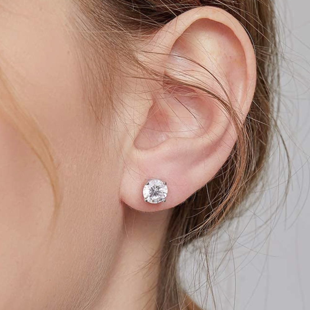 Screw back simulated diamond earrings
