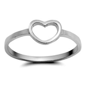 Silver open heart ring