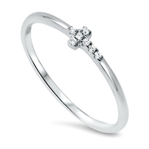 Womens and girls tiny side ways cross ring