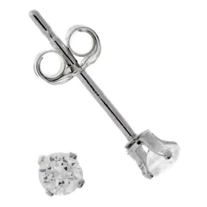 Stainless Steel Brilliant round Cut Clear CZ Stud Earrings in 2mm-10mm