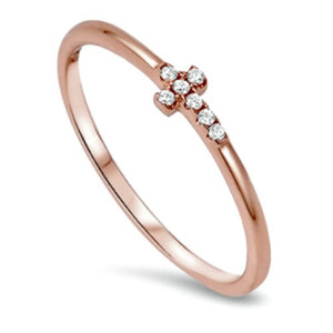 Womens and girls side ways rose cross ring