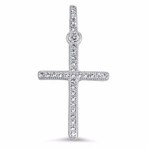 Womens and kids Sterling Silver Thin Cross Pendant 