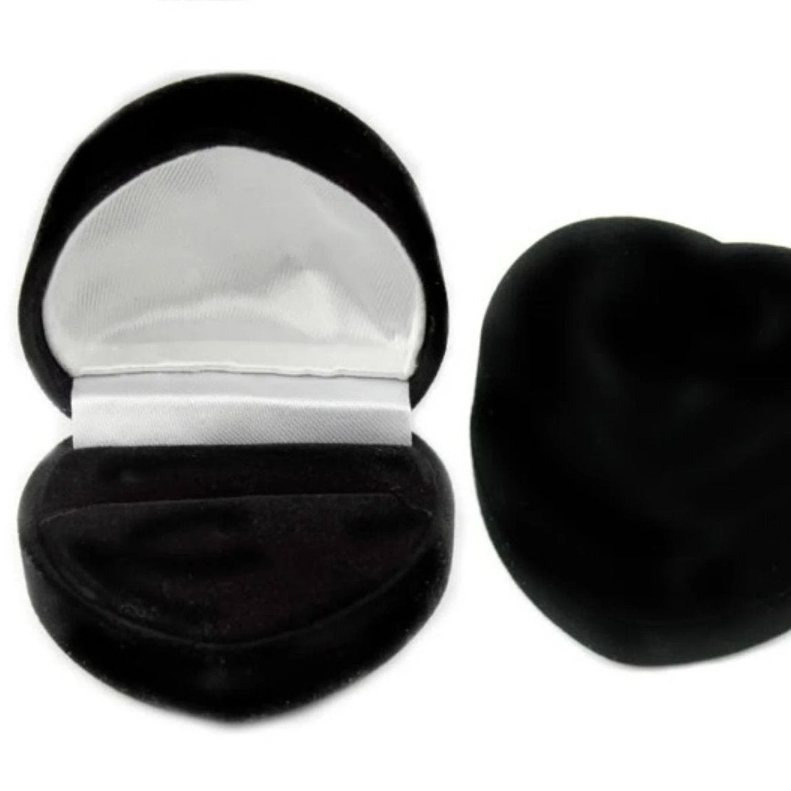 Womens black velvet heart box comes with engagement ring