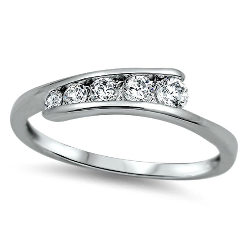 Sterling Silver CZ Journey Wedding Band Ring size 2-12 - Blades and Bling Sterling Silver Jewelry