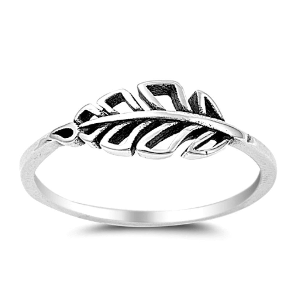 Womens silver feather ring