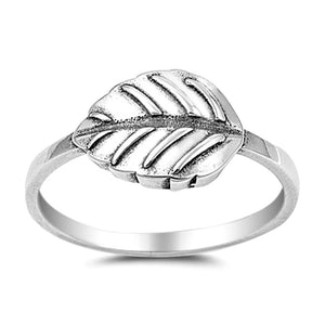 Large silver leaf ring